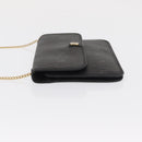 Christian Dior Honeycomb Canvas Chain Shoulder Bag PVC Black Gold Auth 169433-4