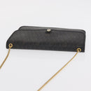 Christian Dior Honeycomb Canvas Chain Shoulder Bag PVC Black Gold Auth 169433-6
