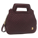 BALLY Chain Shoulder Bag Leather 2way Bordeaux Gold Auth 169434-1