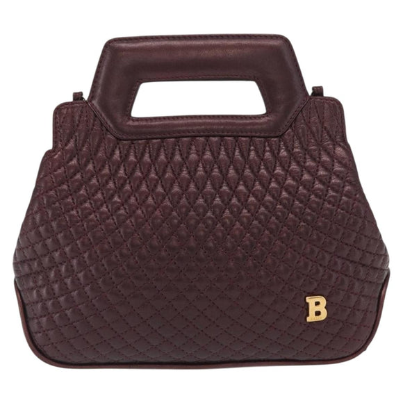 BALLY Chain Shoulder Bag Leather 2way Bordeaux Gold Auth 169434