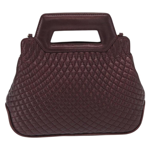 BALLY Chain Shoulder Bag Leather 2way Bordeaux Gold Auth 169434