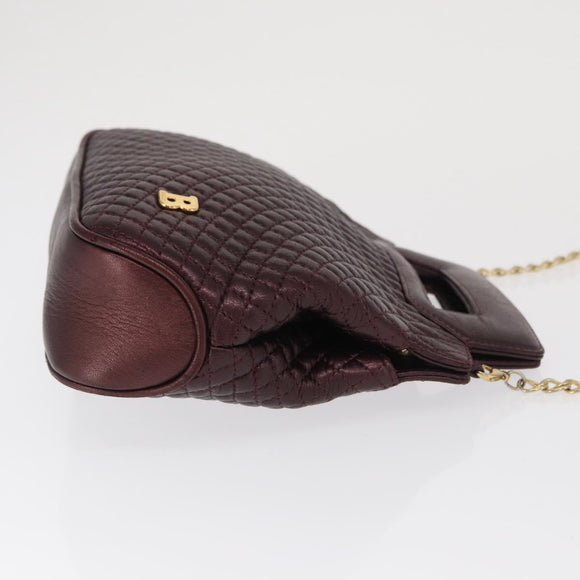 BALLY Chain Shoulder Bag Leather 2way Bordeaux Gold Auth 169434