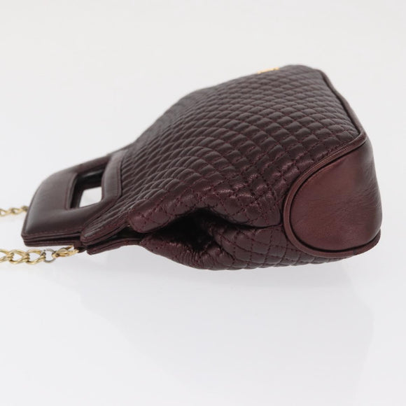 BALLY Chain Shoulder Bag Leather 2way Bordeaux Gold Auth 169434