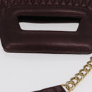 BALLY Chain Shoulder Bag Leather 2way Bordeaux Gold Auth 169434-7