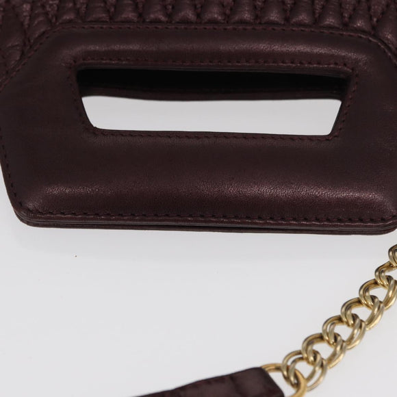 BALLY Chain Shoulder Bag Leather 2way Bordeaux Gold Auth 169434