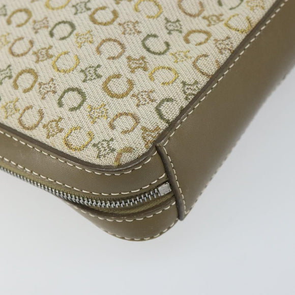 CELINE C Macadam Canvas Shoulder Bag Khaki Silver Auth 169435