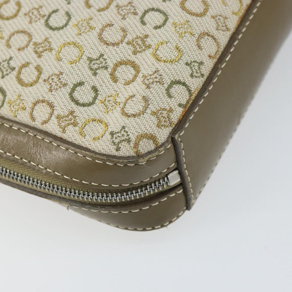 CELINE C Macadam Canvas Shoulder Bag Khaki Silver Auth 169435