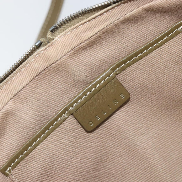 CELINE C Macadam Canvas Shoulder Bag Khaki Silver Auth 169435