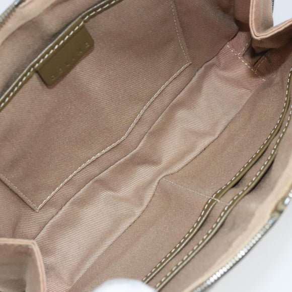 CELINE C Macadam Canvas Shoulder Bag Khaki Silver Auth 169435