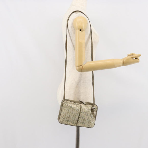 CELINE C Macadam Canvas Shoulder Bag Khaki Silver Auth 169435