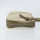CELINE C Macadam Canvas Shoulder Bag Khaki Silver Auth 169435-3