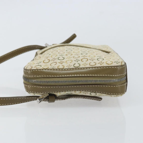 CELINE C Macadam Canvas Shoulder Bag Khaki Silver Auth 169435