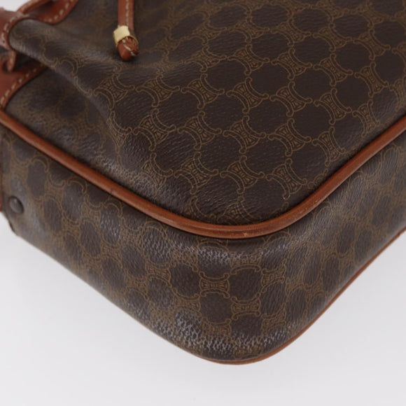 CELINE Macadam Canvas Shoulder Bag PVC Leather Brown Gold Auth 169437