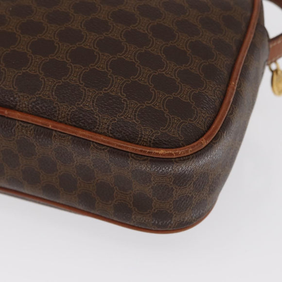 CELINE Macadam Canvas Shoulder Bag PVC Leather Brown Gold Auth 169437