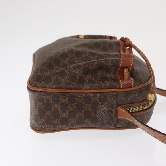 CELINE Macadam Canvas Shoulder Bag PVC Leather Brown Gold Auth 169437