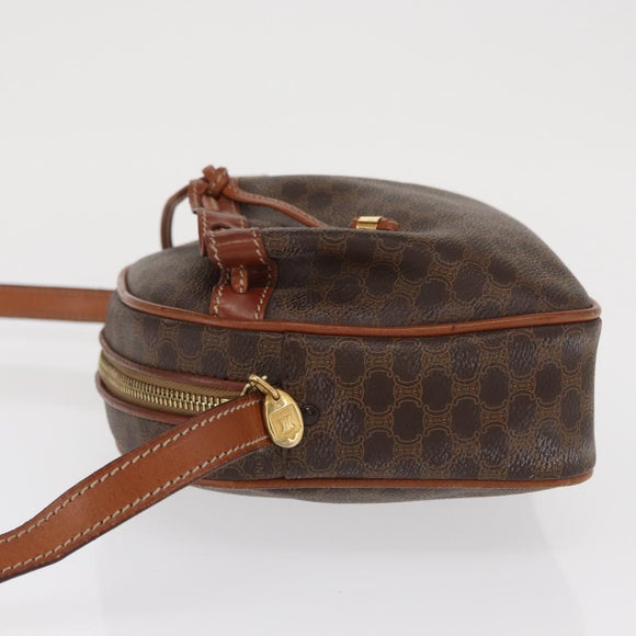 CELINE Macadam Canvas Shoulder Bag PVC Leather Brown Gold Auth 169437