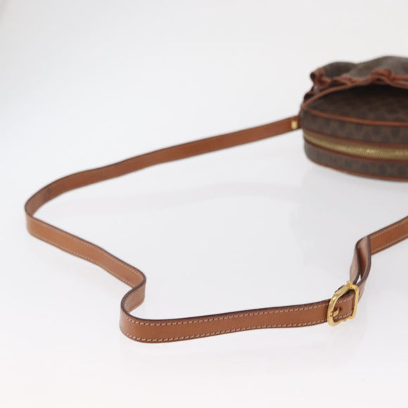 CELINE Macadam Canvas Shoulder Bag PVC Leather Brown Gold Auth 169437