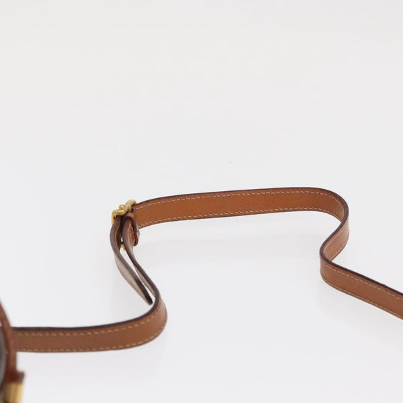 CELINE Macadam Canvas Shoulder Bag PVC Leather Brown Gold Auth 169437