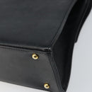 GIVENCHY Hand Bag Leather Black Gold Auth 169438-15