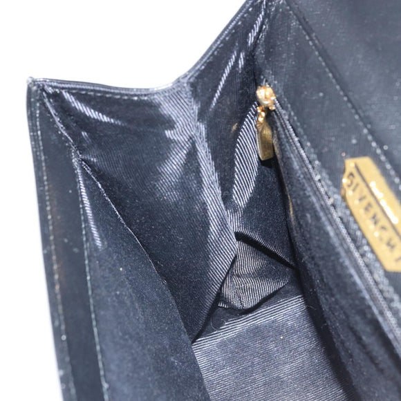 GIVENCHY Hand Bag Leather Black Gold Auth 169438