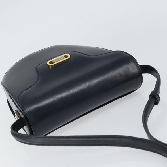 BALLY Shoulder Bag Leather Black Gold Auth 169439