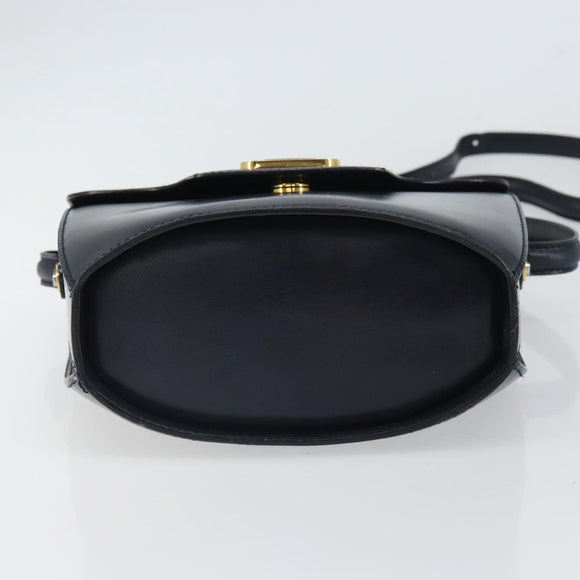 BALLY Shoulder Bag Leather Black Gold Auth 169439
