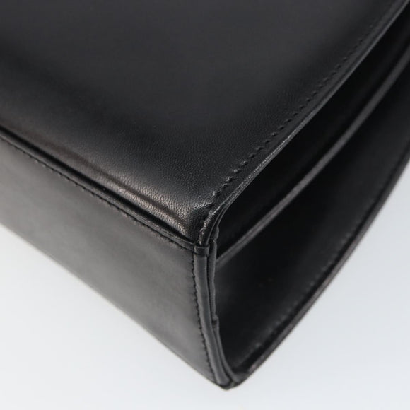 GIVENCHY Hand Bag Leather Black Gold Auth 169440