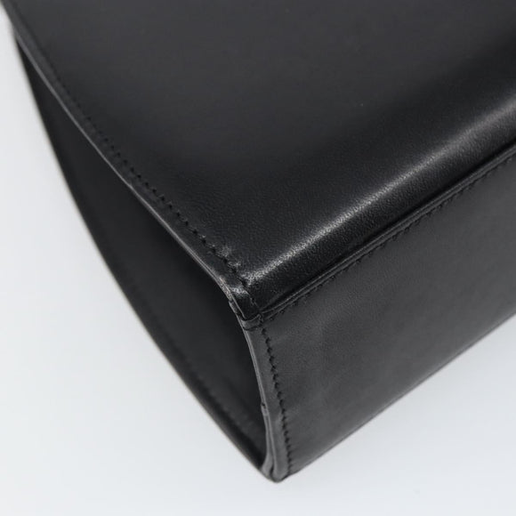 GIVENCHY Hand Bag Leather Black Gold Auth 169440