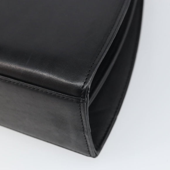 GIVENCHY Hand Bag Leather Black Gold Auth 169440