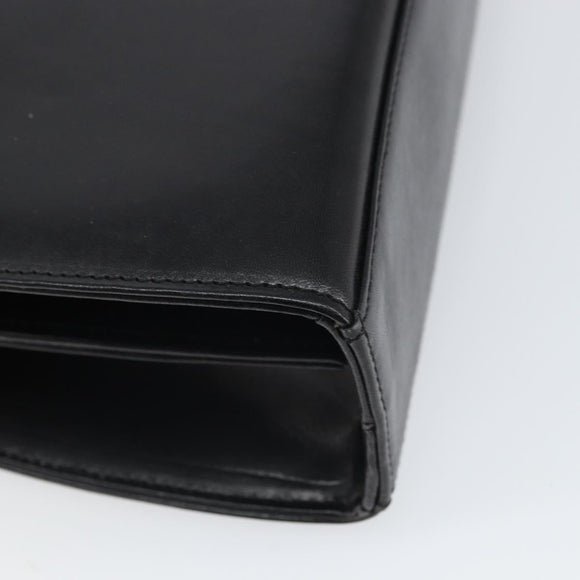 GIVENCHY Hand Bag Leather Black Gold Auth 169440