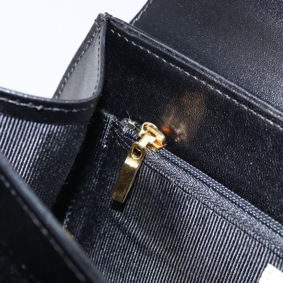 GIVENCHY Hand Bag Leather Black Gold Auth 169440