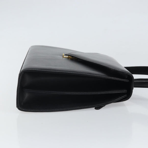 GIVENCHY Hand Bag Leather Black Gold Auth 169440