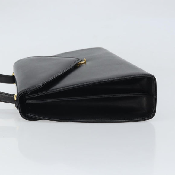 GIVENCHY Hand Bag Leather Black Gold Auth 169440