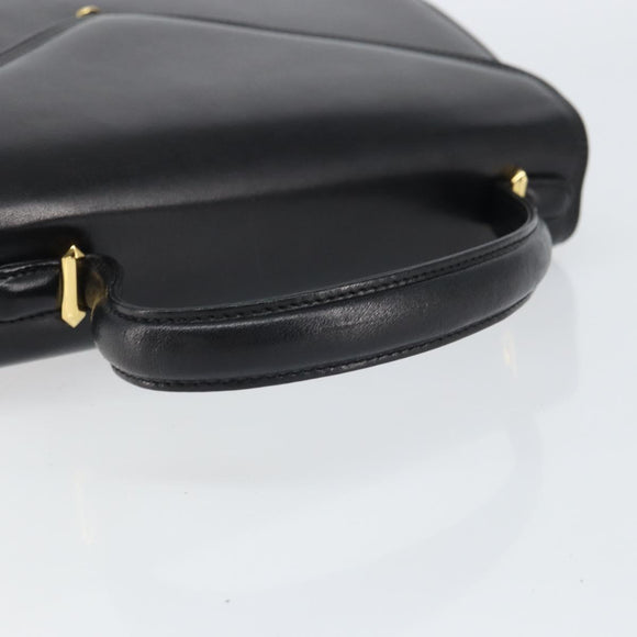 GIVENCHY Hand Bag Leather Black Gold Auth 169440