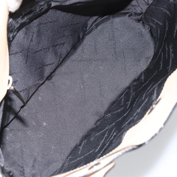 Salvatore Ferragamo Tote Bag Patent leather Black Silver Auth 169441