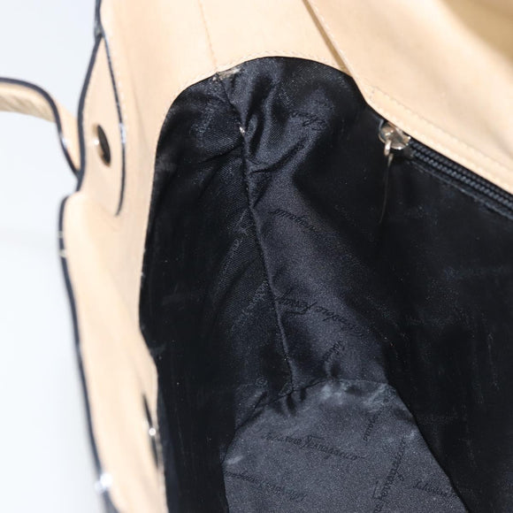 Salvatore Ferragamo Tote Bag Patent leather Black Silver Auth 169441