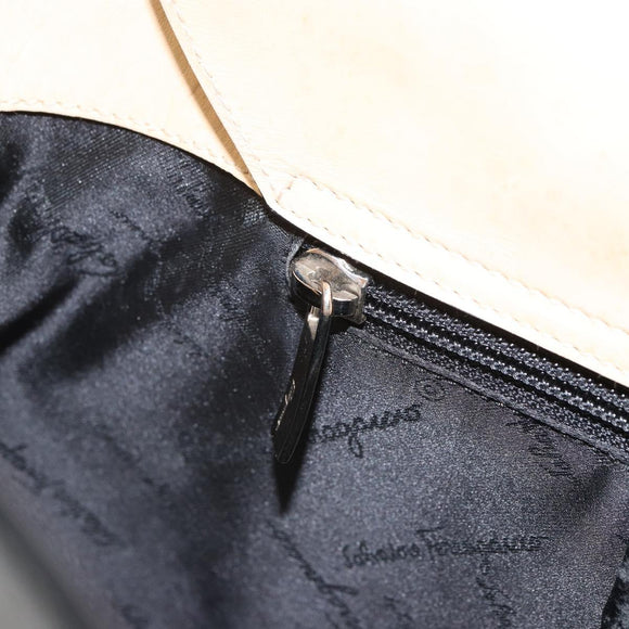 Salvatore Ferragamo Tote Bag Patent leather Black Silver Auth 169441