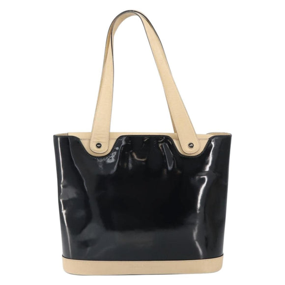 Salvatore Ferragamo Tote Bag Patent leather Black Silver Auth 169441