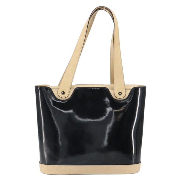 Salvatore Ferragamo Tote Bag Patent leather Black Silver Auth 169441