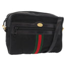 GUCCI GG Canvas Web Sherry Line Shoulder Bag Black Gold 010 378 Auth 169442-1