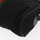 GUCCI GG Canvas Web Sherry Line Shoulder Bag Black Gold 010 378 Auth 169442-16