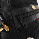 GUCCI GG Canvas Web Sherry Line Shoulder Bag Black Gold 010 378 Auth 169442-17