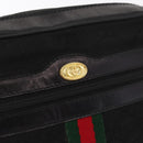 GUCCI GG Canvas Web Sherry Line Shoulder Bag Black Gold 010 378 Auth 169442-18
