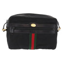 GUCCI GG Canvas Web Sherry Line Shoulder Bag Black Gold 010 378 Auth 169442-13