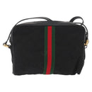 GUCCI GG Canvas Web Sherry Line Shoulder Bag Black Gold 010 378 Auth 169442-2