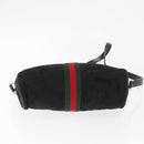 GUCCI GG Canvas Web Sherry Line Shoulder Bag Black Gold 010 378 Auth 169442-5