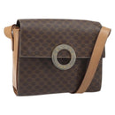 CELINE Macadam Canvas Shoulder Bag PVC Leather Brown Gold Auth 169444-1