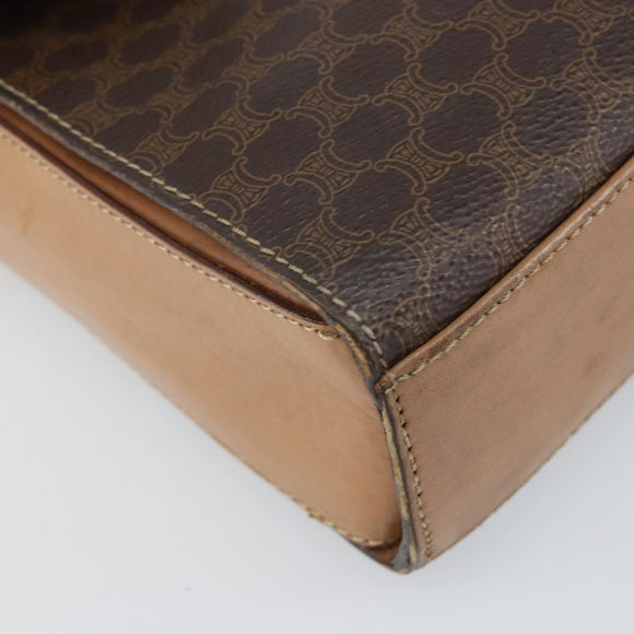 CELINE Macadam Canvas Shoulder Bag PVC Leather Brown Gold Auth 169444