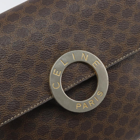 CELINE Macadam Canvas Shoulder Bag PVC Leather Brown Gold Auth 169444
