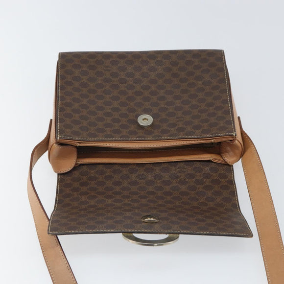 CELINE Macadam Canvas Shoulder Bag PVC Leather Brown Gold Auth 169444